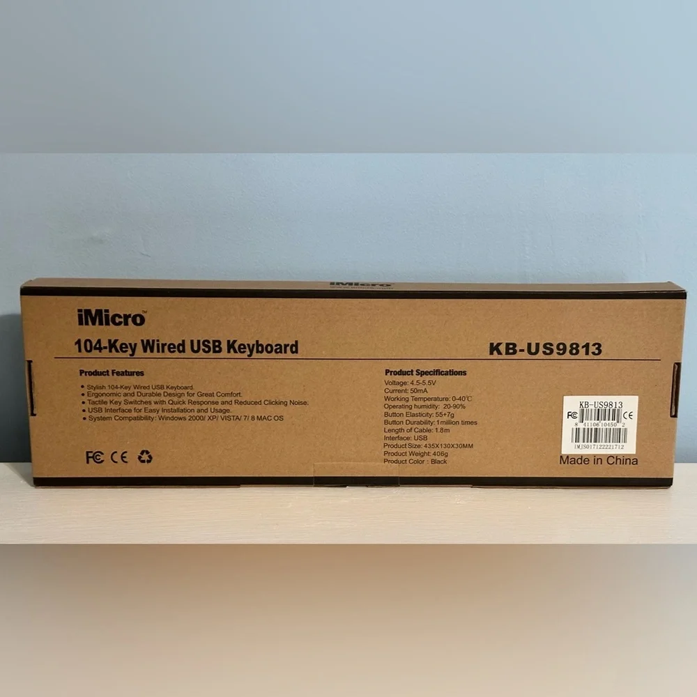 New iMicro Stylish 104-KEY WIRED USB KEYBOARD KB-US9813 - Black